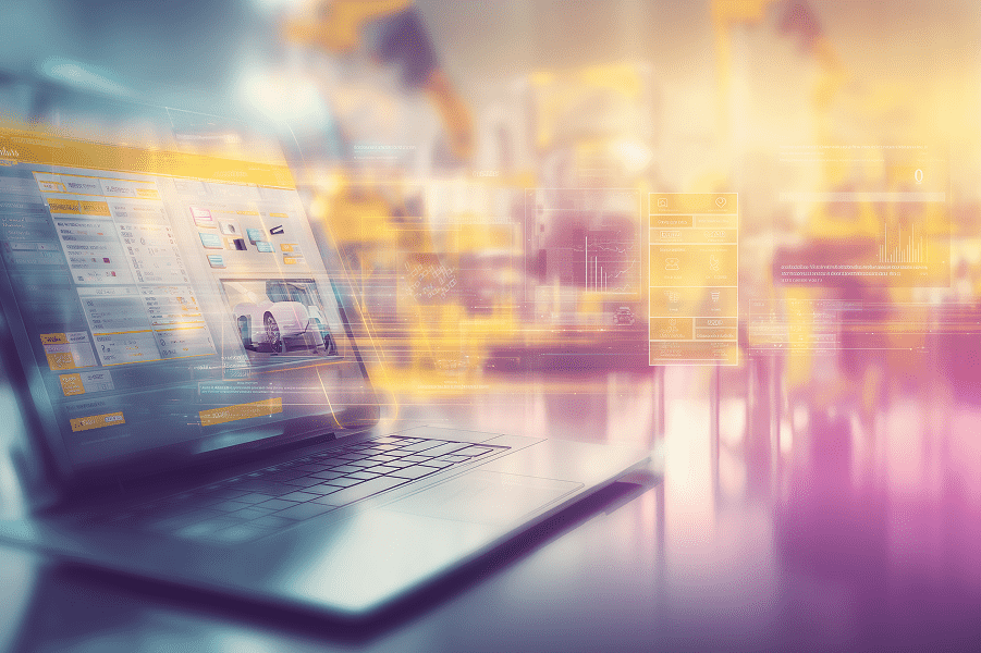 Spreadsheet Chaos_Instant Quotes - Teamvoy digital drawing with laptop & dashboards