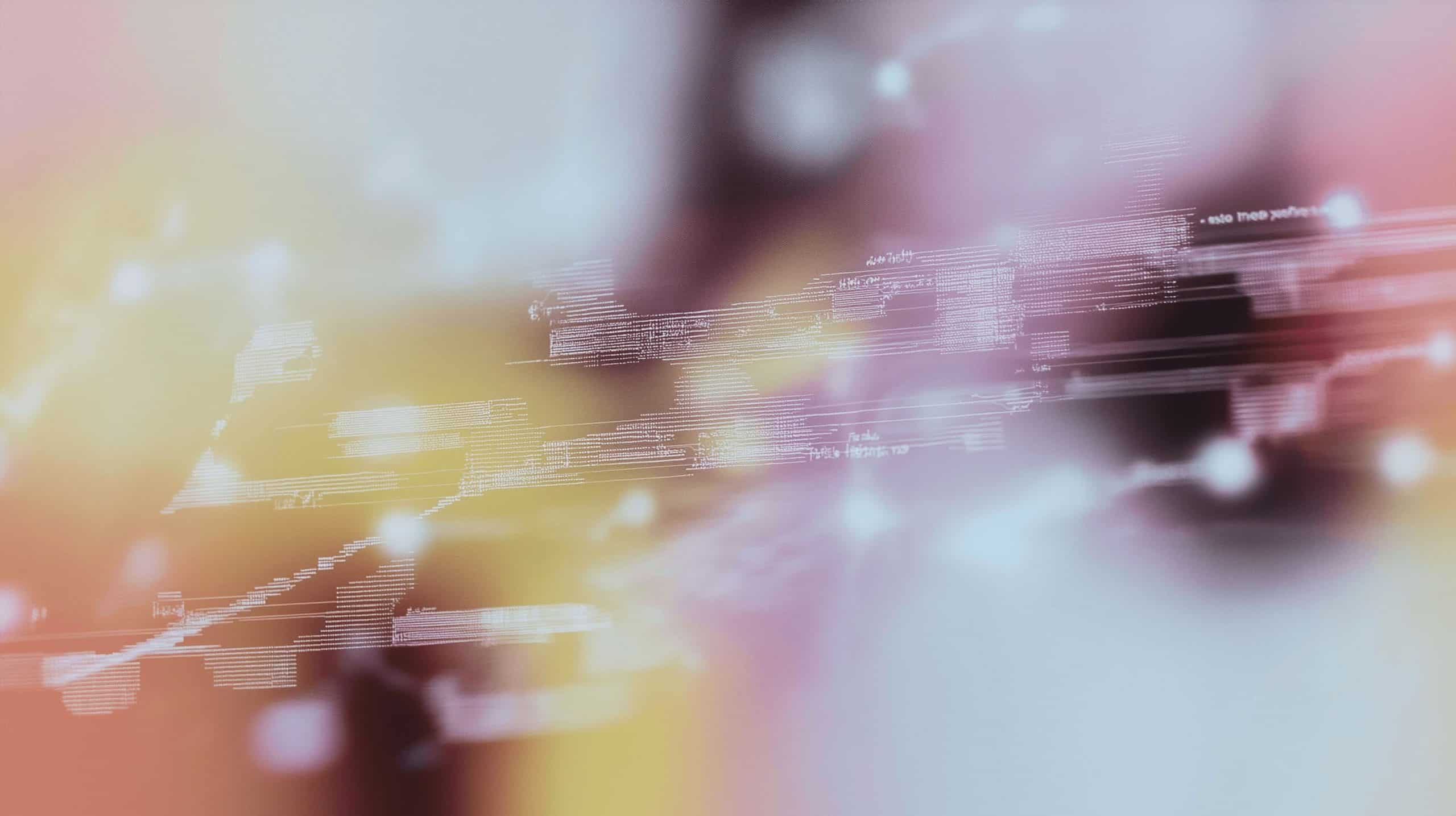 abstract visualization of digital code and data flow in cyberspace