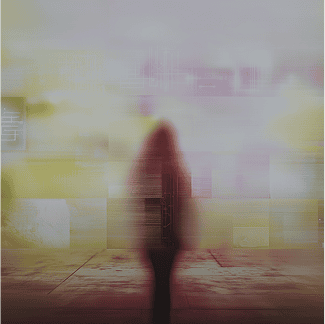 Blurred silhouette of person walking in motion blur effect