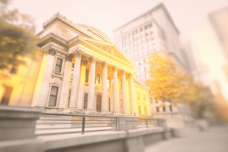 bank building in the golden hour