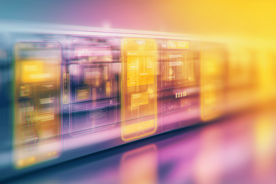 PWA_vs_Native_apps2 - Teamvoy mobile app abstract visualisation in gradient-digital style