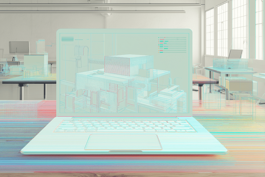 B2B_Quoting_Automation - Teamvoy blueprint of laptop with blueprint inside