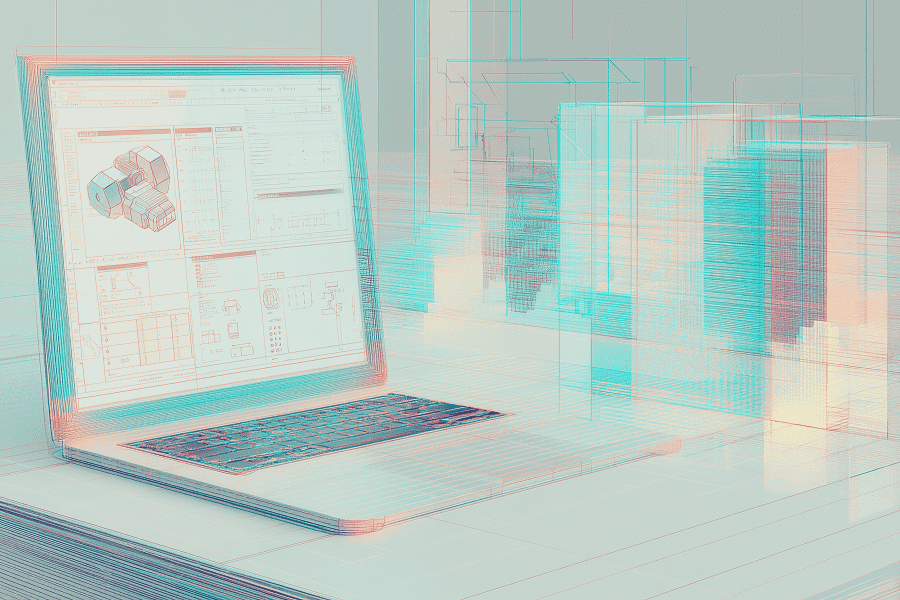 B2B_Quoting_Automation2 - Teamvoy blueprint of a laptop in the cad environment