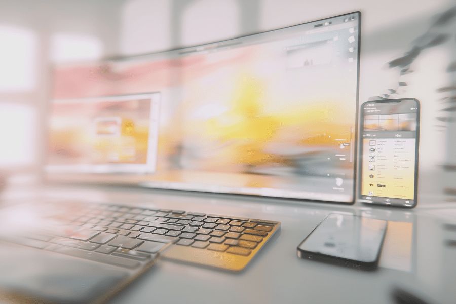 Inclusive_Responsive1 - Teamvoy responsive design on different devices (computer & two phones)