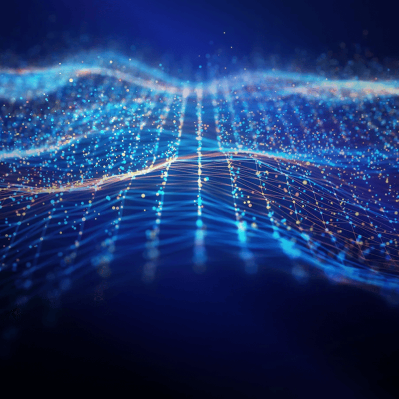 Business team analyzing AI integration overview and performance dashboards on large futuristic digital screens