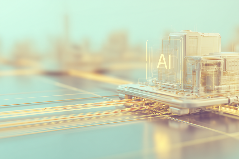 legacy technology depicted as an old corporate building being fitted with powerful ai boosters, lifting it upward at high speed. energetic propulsion of data streams, sense of acceleration and urgency, business innovation in motion, precise clean lines, high-detail transformation imagery.