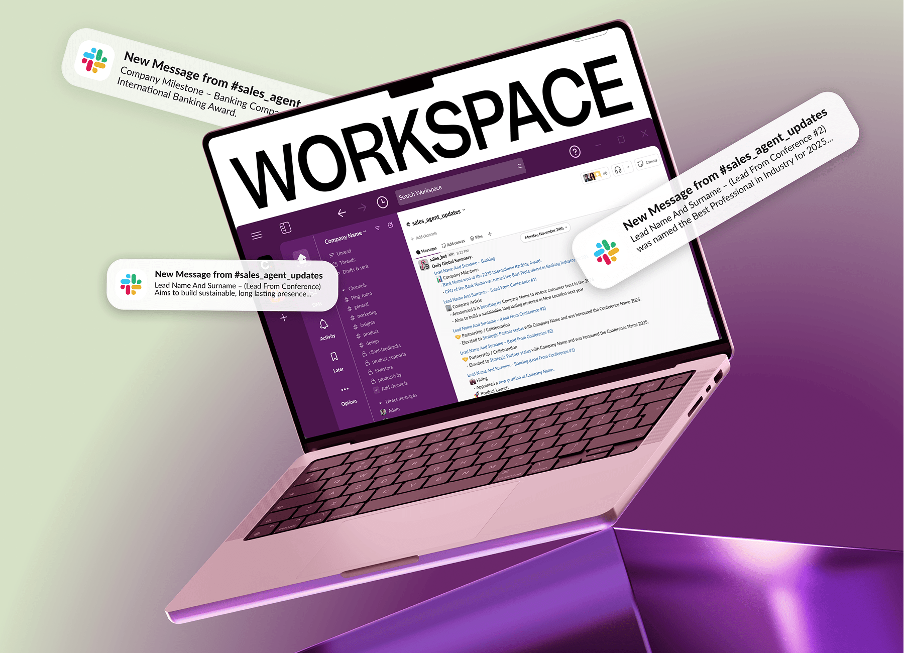 ai sales agent app on the laptop