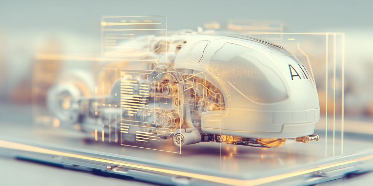 Visual metaphor of a sleek AI prototype trapped behind a transparent barrier, unable to move into a solid, production-grade financial system. Contrast between a polished pilot environment (glowing dashboards, abstract neural patterns) and a rigid production world (secure servers, compliance layers, structured data pipelines).