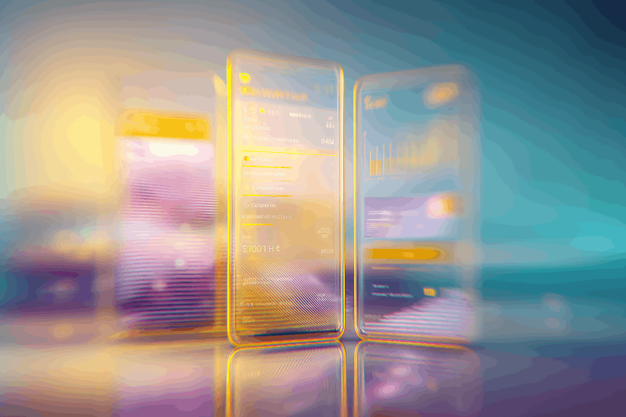 modern neobank mobile interface designed for clarity, trust, and engagement. clean financial dashboard with balance overview, transactions, and quick actions like transfer and pay. subtle micro-interactions, real-time notifications, biometric authentication cues, and conversational ai elements integrated naturally into the ui. minimal, intuitive layout with strong visual hierarchy. no people, no text, no logos. calm, trustworthy fintech atmosphere.