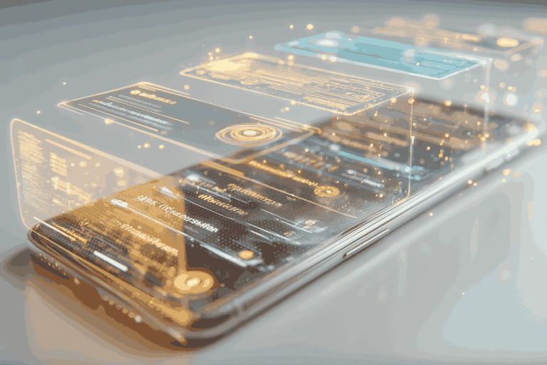 visual metaphor of a fintech mobile app becoming clearer and easier to use as friction is removed. a complex financial interface gradually simplifying into a clean, intuitive layout. smooth user flows, guided steps, and subtle trust cues like confirmations and transparent data use. abstract ui elements, cards, and flows suggesting onboarding, payments, and verification. no people, no text, no logos. calm, trustworthy fintech atmosphere. modern product design aesthetic. soft professional palette (deep blue, teal, light neutrals).