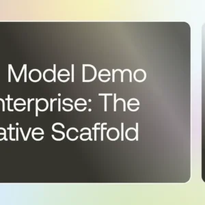hero banner with dark rounded panel reading 'from model demo to enterprise: the ai-native scaffold' and a smaller rounded panel with the teamvoy logo on a pastel gradient background.