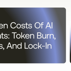 article header banner: 'hidden costs of ai agents: token burn, errors, and lock-in' with a dark gradient; small rounded panel shows the teamvoy logo beside it.