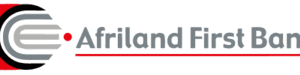 arland first bank logo with a gray circular emblem and red dot, plus a red underline under the text