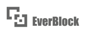 everblock logo featuring two gray interlocking squares to the left of the word everblock.