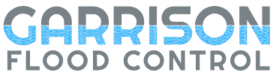 garrison flood control logo in blue and gray, with 'garrison' on top and 'flood control' below.