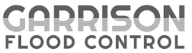 garrison flood control logo (uppercase text with garrison on top and flood control below).
