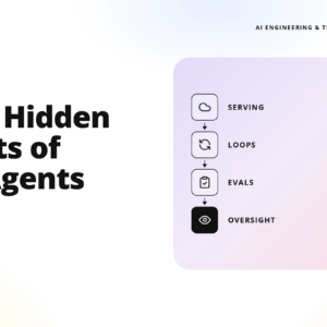hero image: title 'the hidden costs of ai agents' with teamvoy branding and a left/white layout beside a purple rounded panel showing a vertical flow diagram labeled serving, loops, evals, oversight.