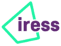 logo with a teal angular hexagon outline and purple wordmark text inside/outside it, forming a brand emblem.