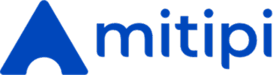 mitipi logo: blue triangular mark with the word 'mitipi' in blue text