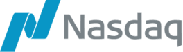 nasdaq logo: blue stylized mark followed by gray 'nasdaq' wordmark