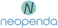 neopenda logo: teal circular emblem with a wavy ecg line and the brand name 'neopenda' in blue.