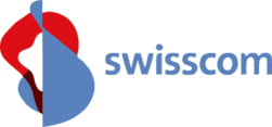 swisscom logo: abstract red and blue symbol beside the lowercase blue 'swisscom'.