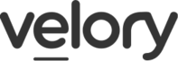 velory logo wordmark in gray with a small underline motif beneath the text