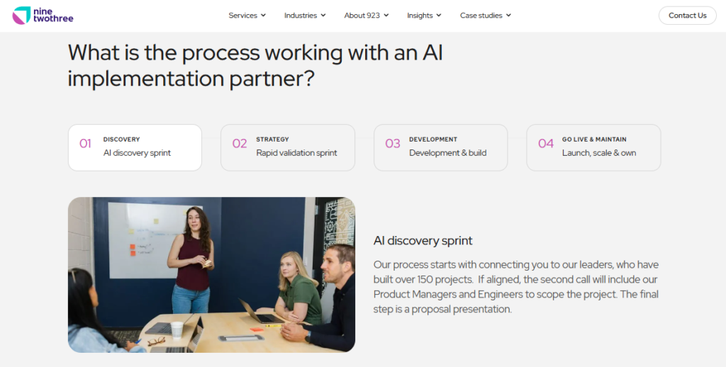 ninetwothree four-step ai implementation partner process from discovery sprint to launch and ownership