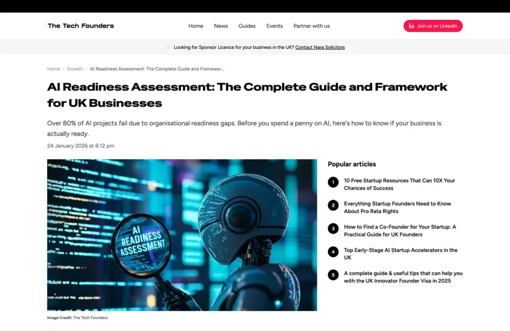 robot with a magnifying glass showing'AI Readiness Assessment' against a high-tech digital background