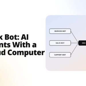 hero image announcing 'grok bot: ai agents with a cloud computer' with a bot workflow diagram on the right side.